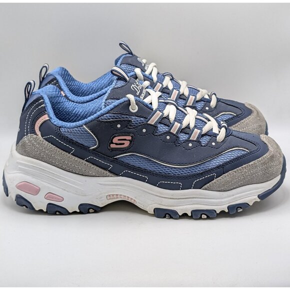 Skechers D’Lites Sneakers Womens 8 Navy Blue & Pink SN11947W Shoes Walking - Picture 2 of 7